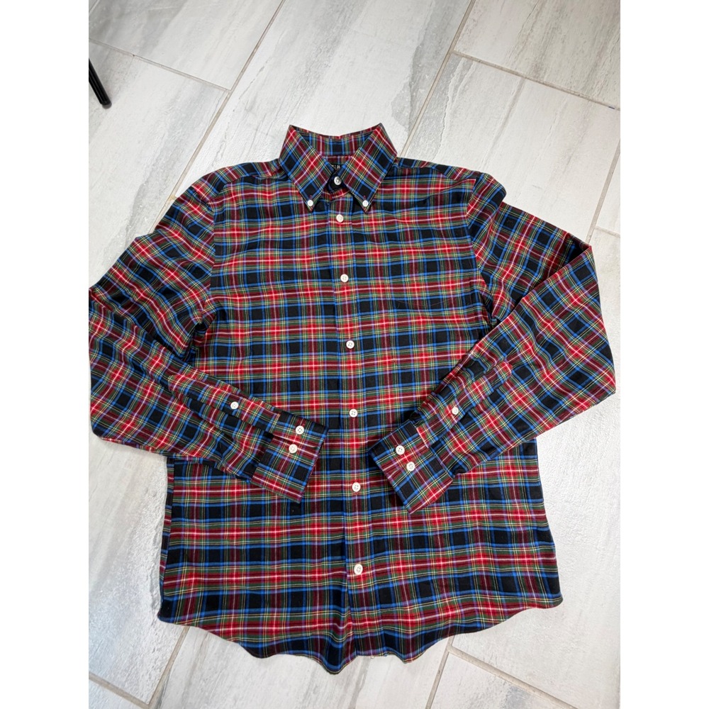 Lauren Ralph Lauren Plaid Button Down Shirt Soft Stretch Regular Fit Red Blue S - Picture 1 of 5